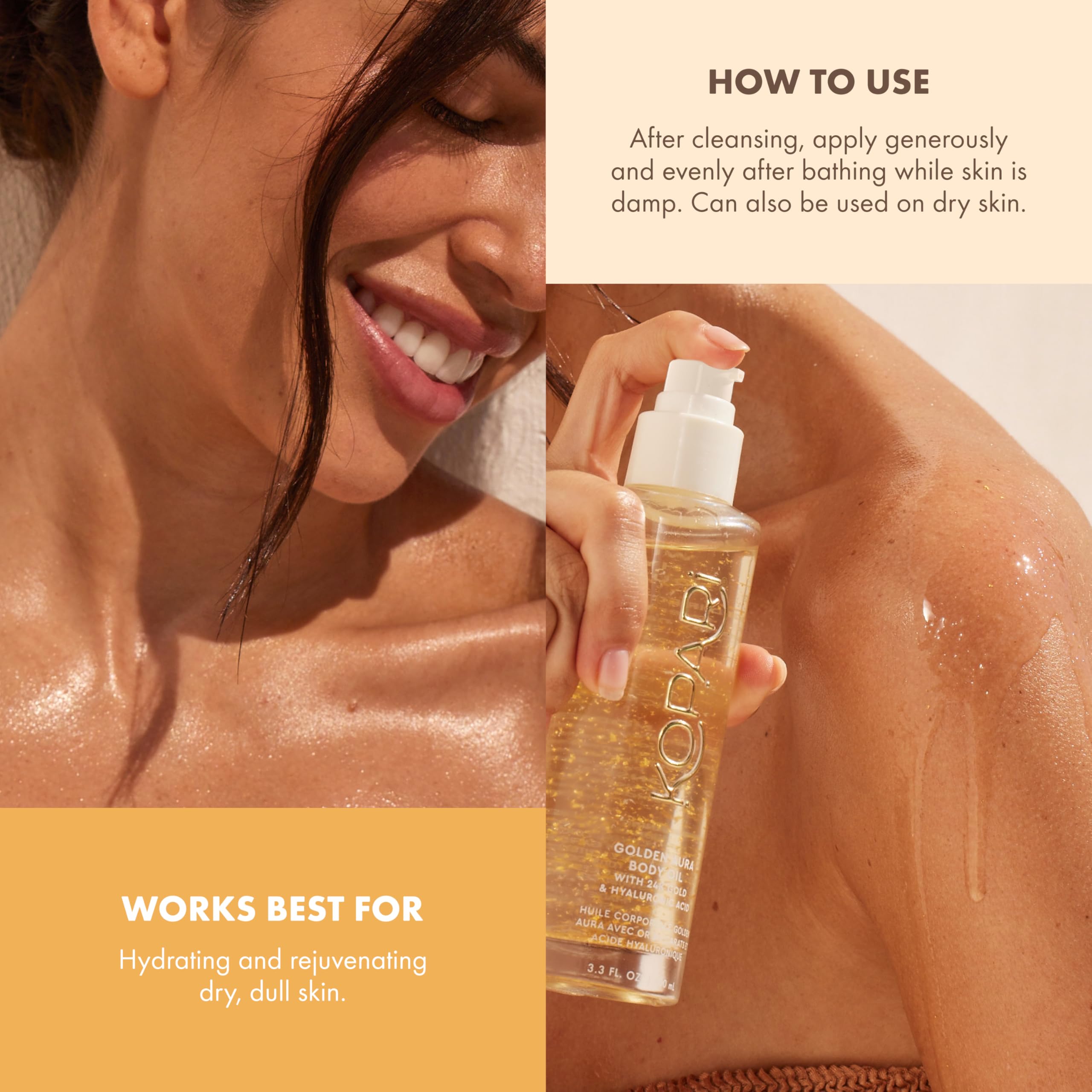 Kopari Golden Aura toasted vanilla scent evokes spa-like luxury.