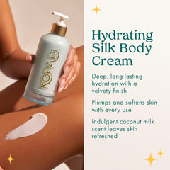 Kopari Hydrating Silk Body Cream spread on arm reveals velvety skin