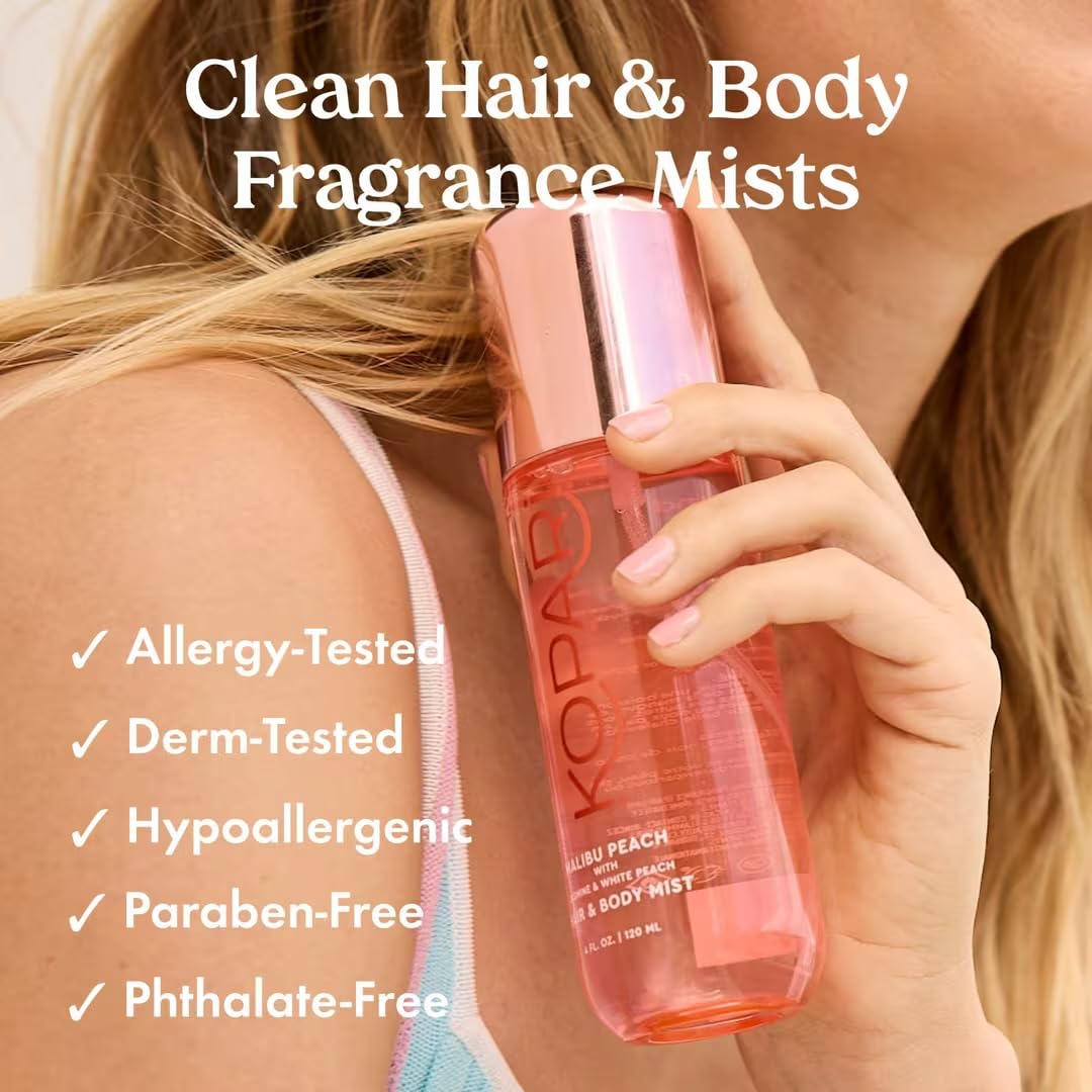 Kopari Malibu Peach Mist label detail highlights fruity notes