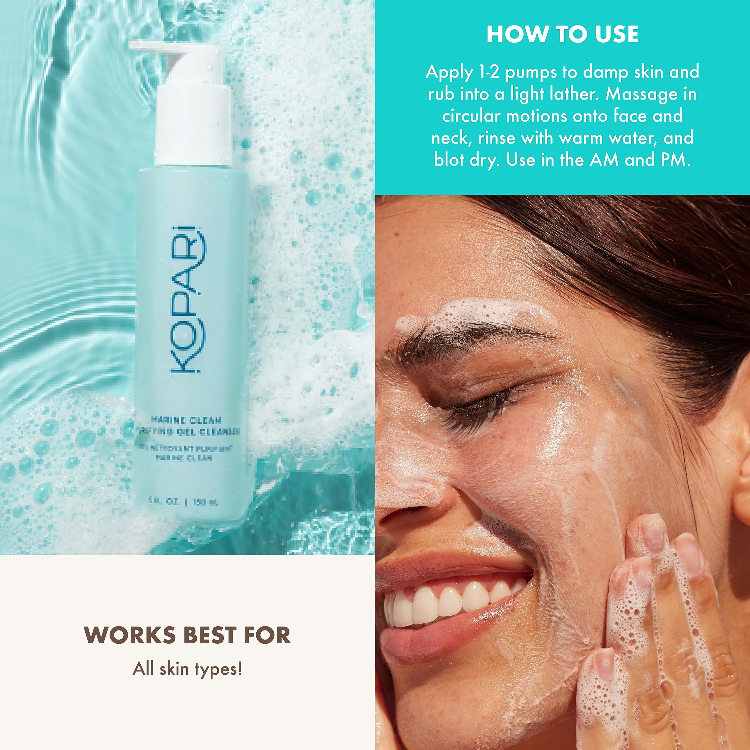 Kopari Marine Clean algae extract close-up highlights nourishing ingredients.