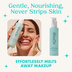 Kopari Marine Clean foam lather reveals effective cleansing action on skin.