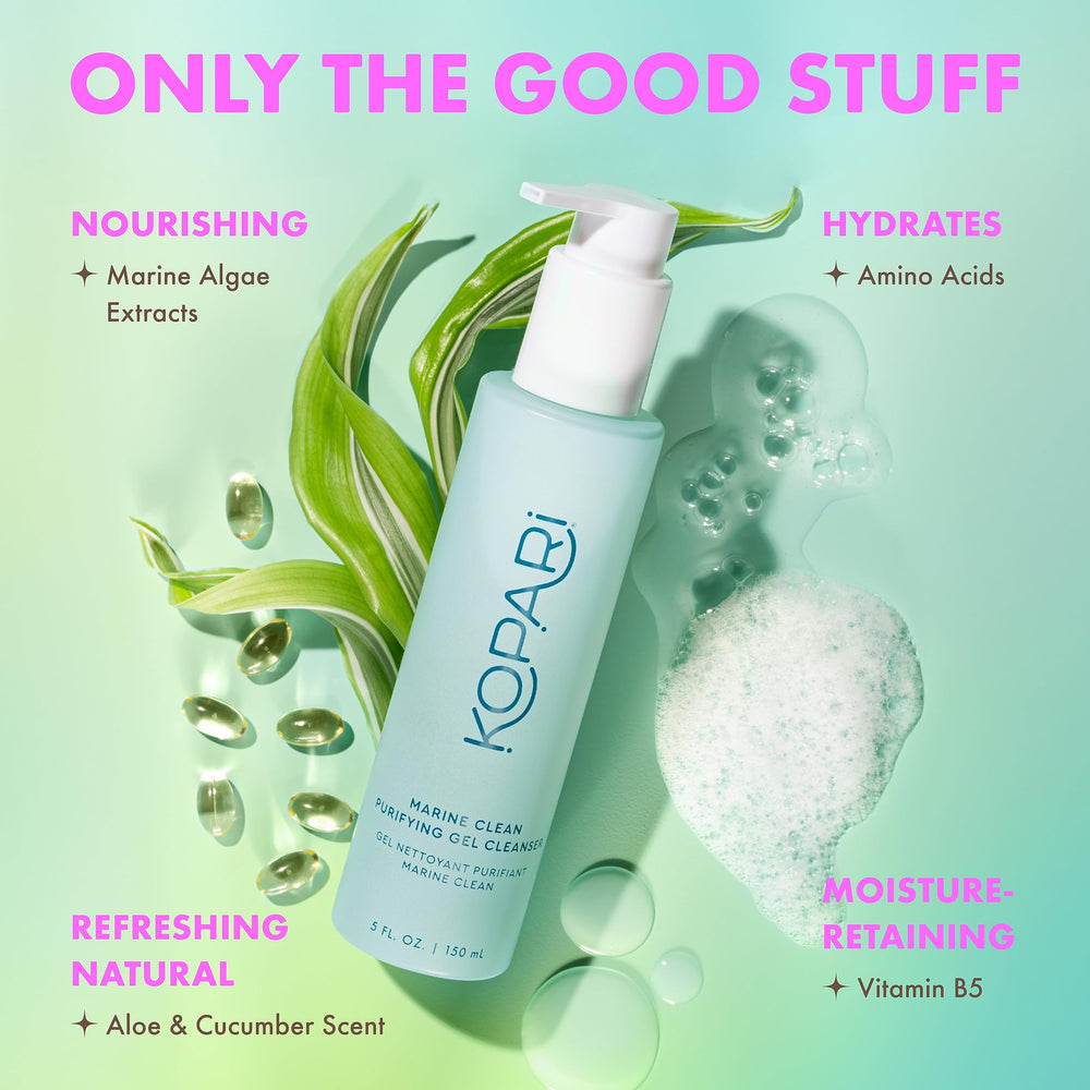 Kopari Marine Clean makeup removal shows makeup melting without drying.