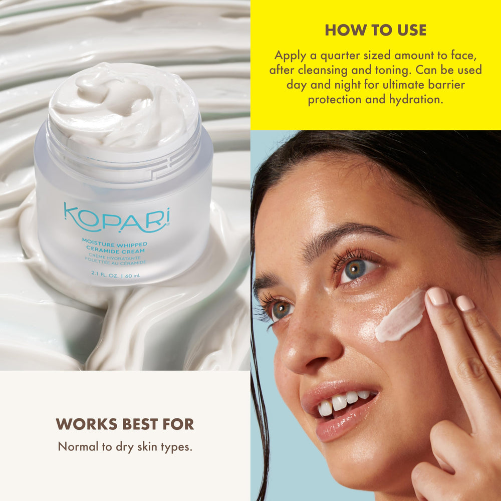 Kopari Moisture Whipped Ceramide Cream on skin conveys non-greasy hydration.