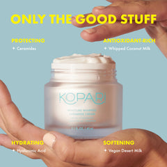 Kopari Moisture Whipped Ceramide Cream swatch demonstrates quick absorption.