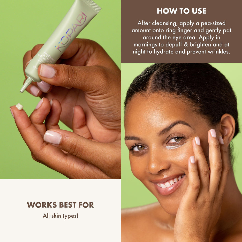 Kopari Niacinamide Eye Bright Cream close-up highlighting caffeine-rich texture