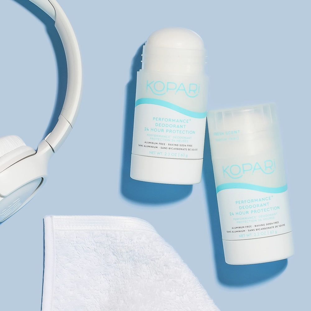 Kopari Performance Plus with 24-hour protection ideal for active days.