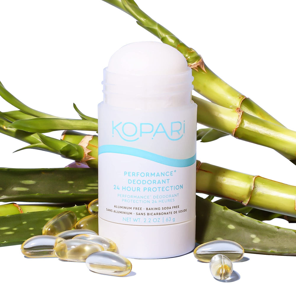 Kopari Performance Plus linen-scent deodorant for a fresh morning routine.
