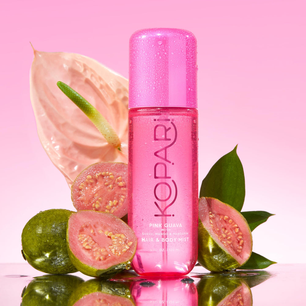 Kopari Pink Guava Mist scent notes emphasize guava mango mandarin with warmth.