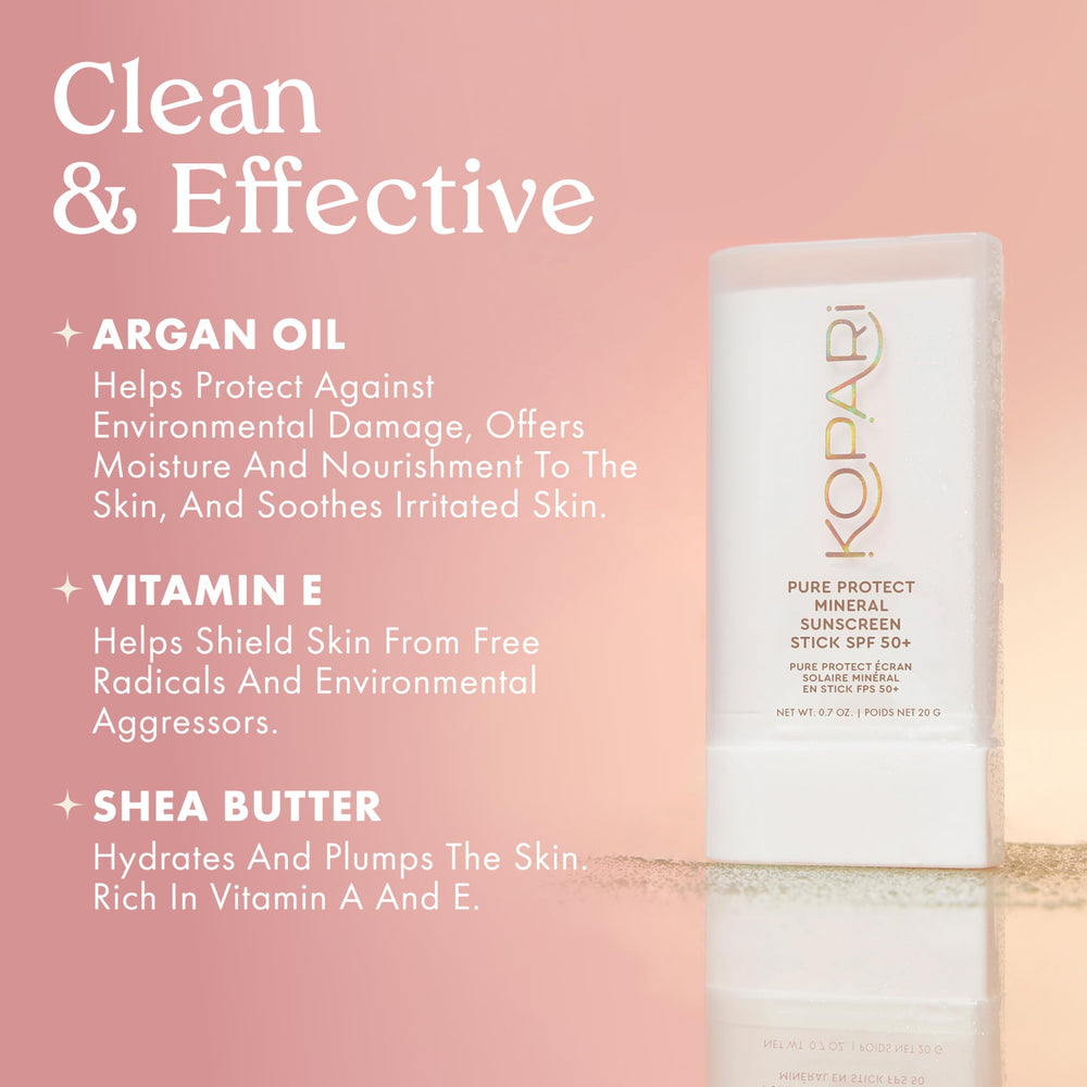 Kopari Pure Protect nourishes skin with shea butter and bisabolol while protecting from sun.