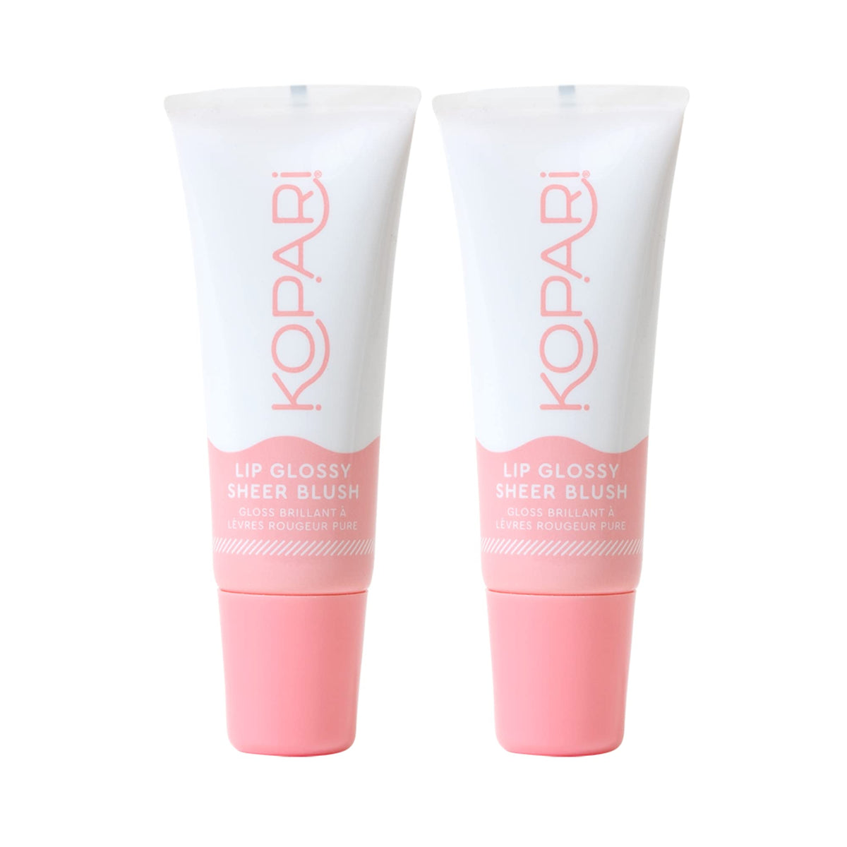 Kopari Sheer Blush Lip Glossy 2pk front view for a soft, glassy lip shine