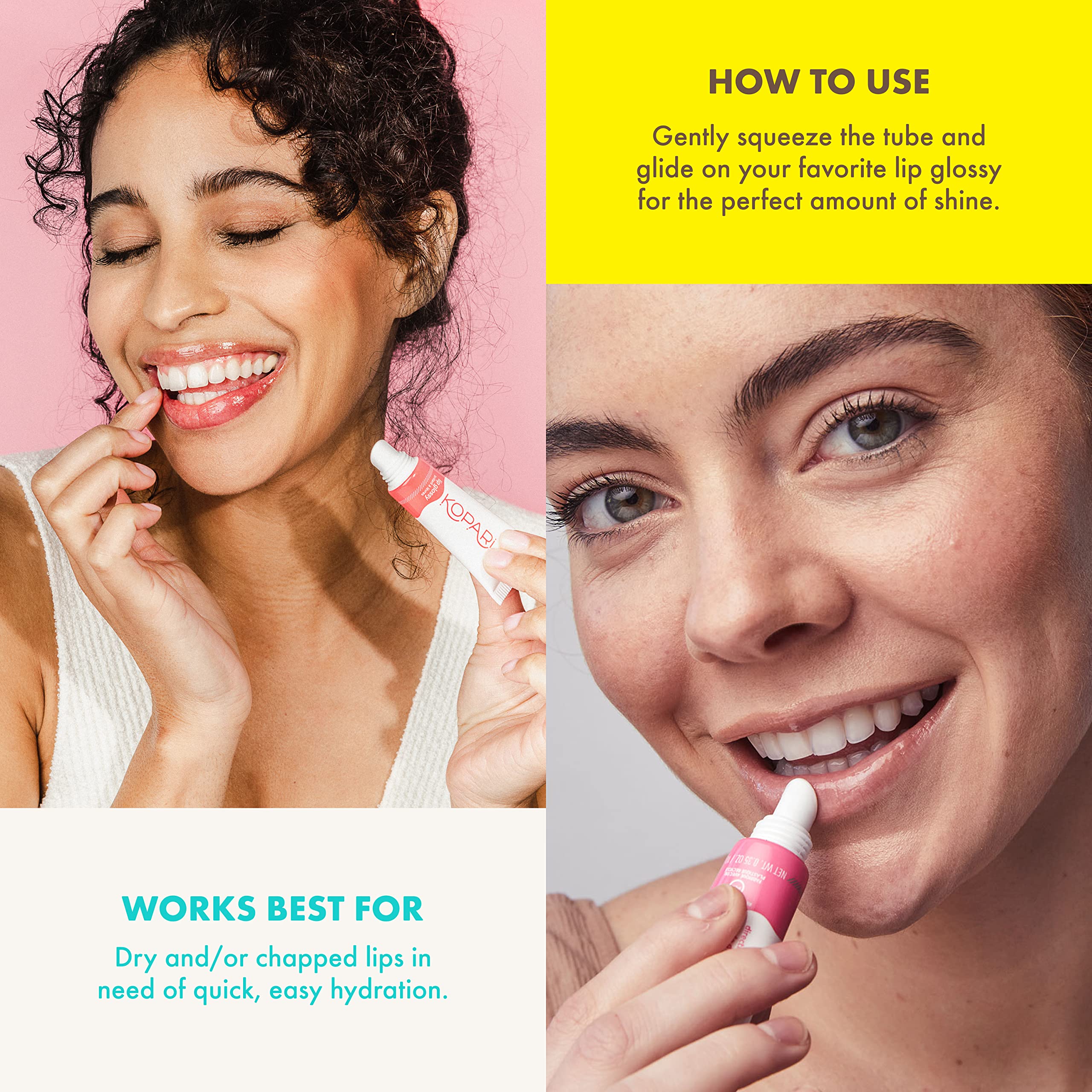 Kopari Sheer Blush Lip Glossy 2pk packaging closeup with premium branding