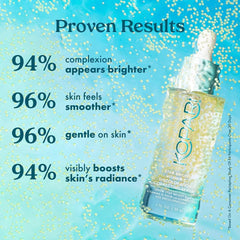Kopari Star Bright Serum encapsulated beads close-up highlighting stable Vitamin C delivery.