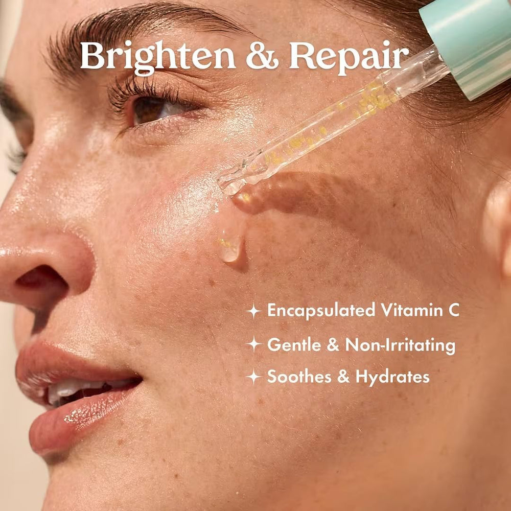 Kopari Star Bright Serum texture close-up demonstrating light, non-greasy finish.