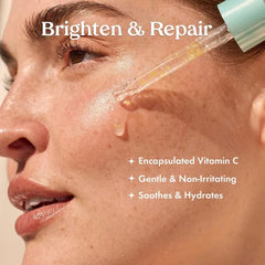 Kopari Star Bright Serum texture close-up demonstrating light, non-greasy finish.