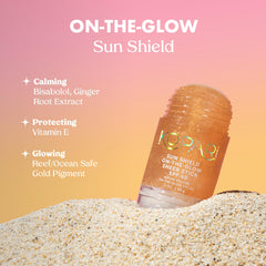 Kopari Sun Shield On-The-Glow Stick can be applied over makeup for quick touch-ups.