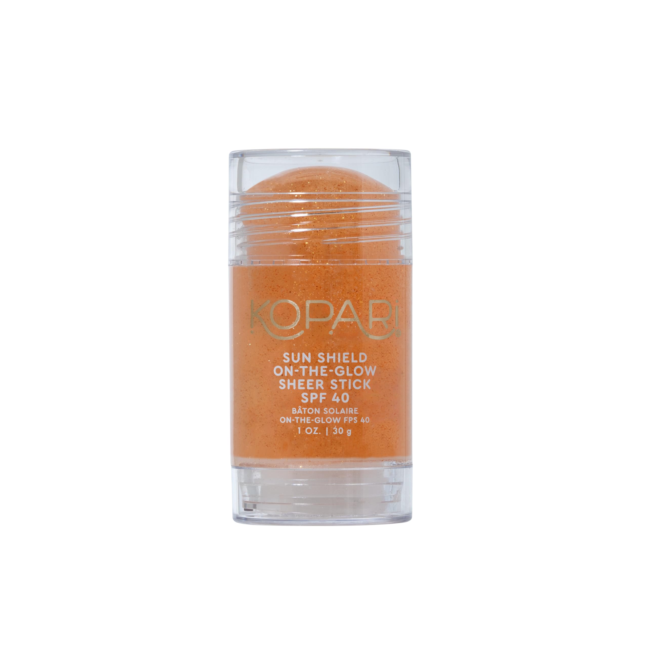 Kopari Sun Shield On-The-Glow Stick glides smoothly for effortless sun protection.