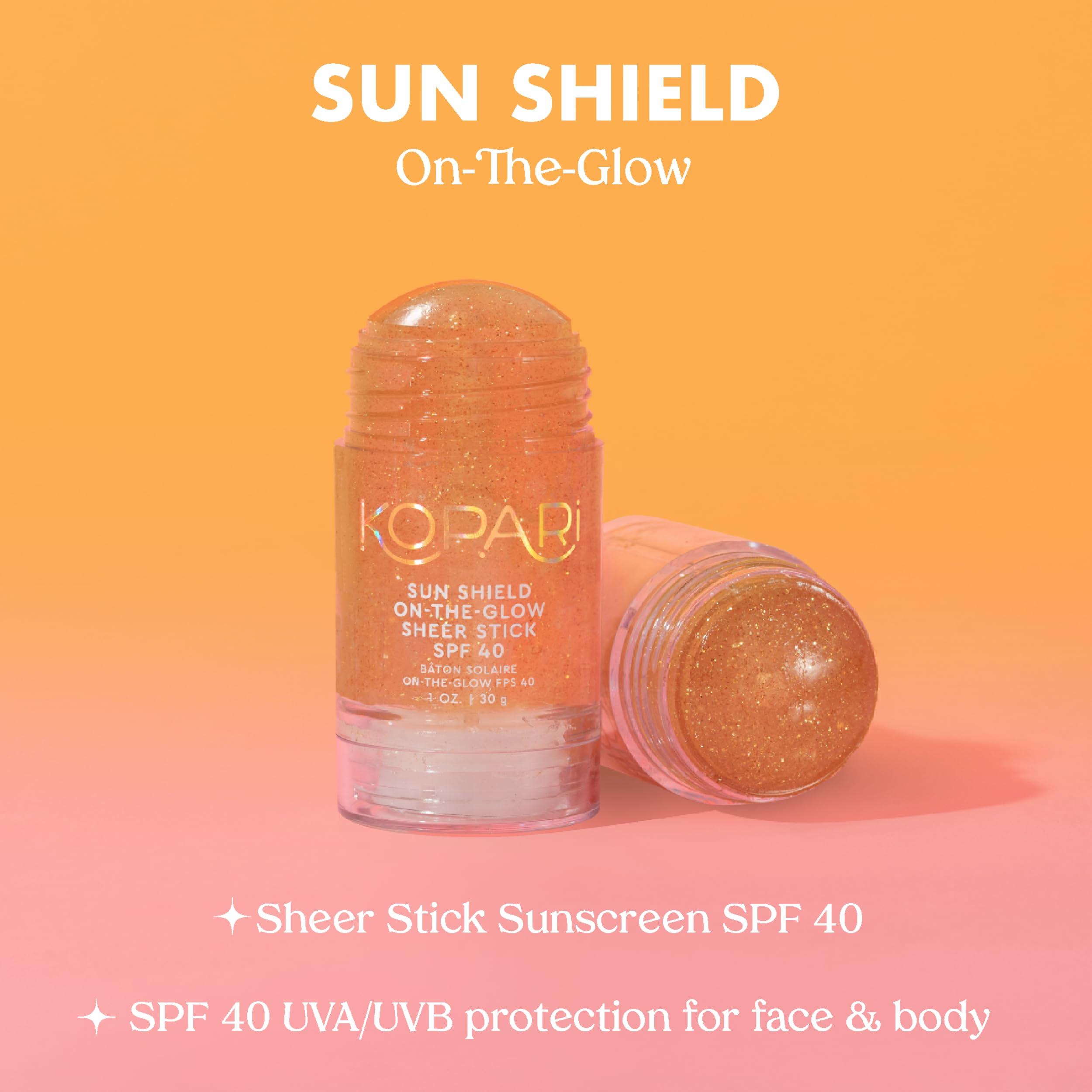 Kopari Sun Shield On-The-Glow Stick during workouts shows water resistance for active days.