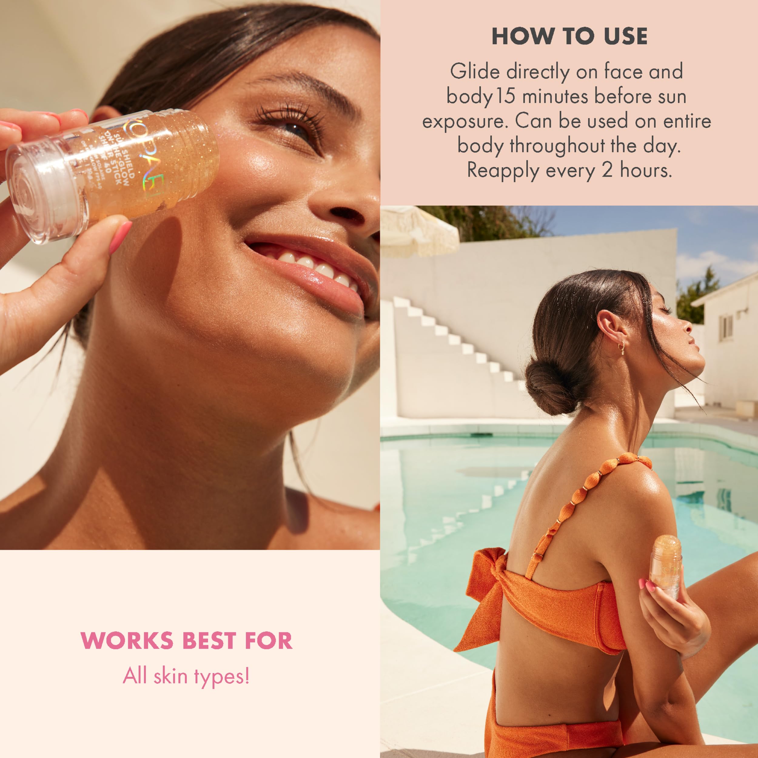 Kopari Sun Shield On-The-Glow includes Vitamin E for skin health.