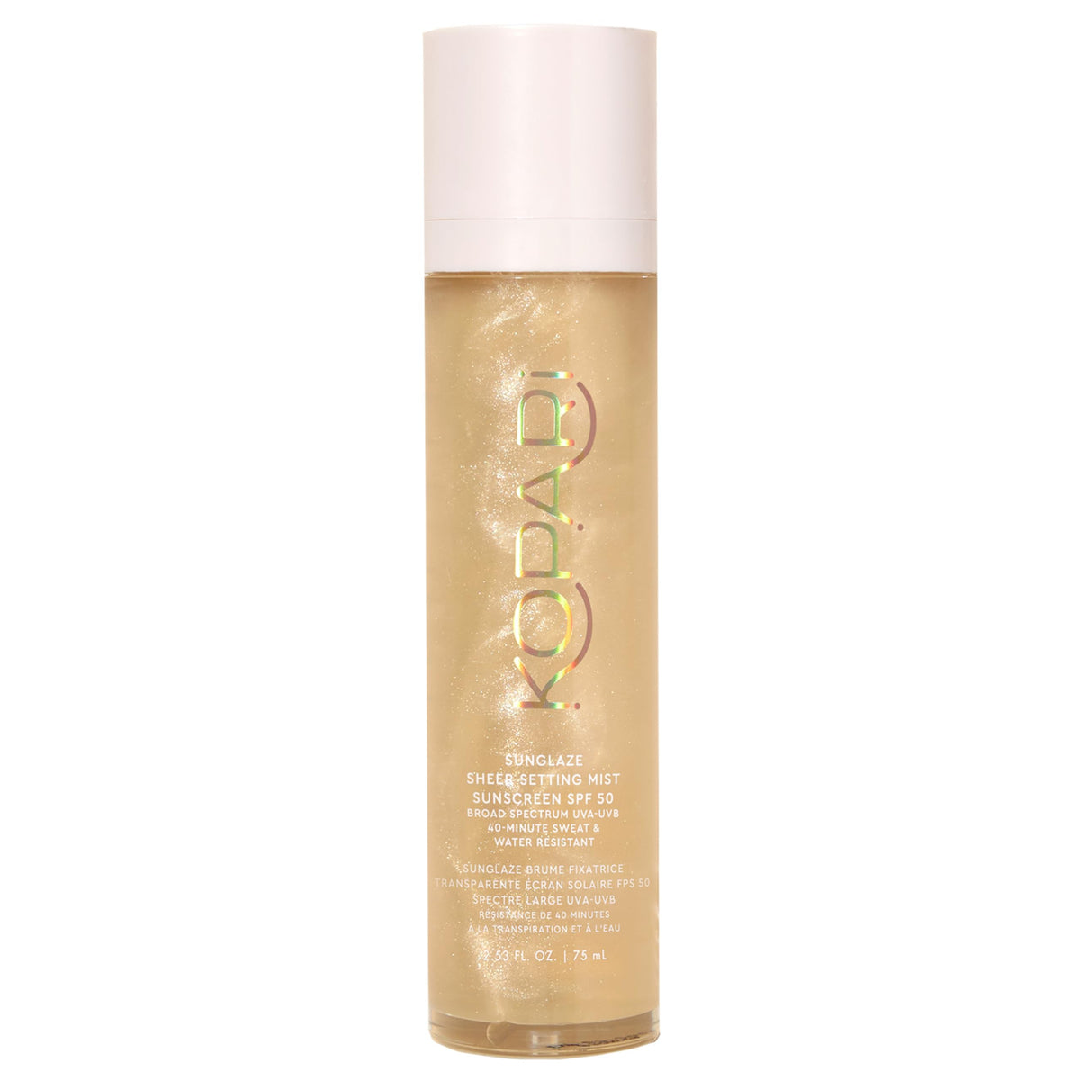 Kopari Sunglaze bottle spray demonstrates weightless SPF mist for daily use.