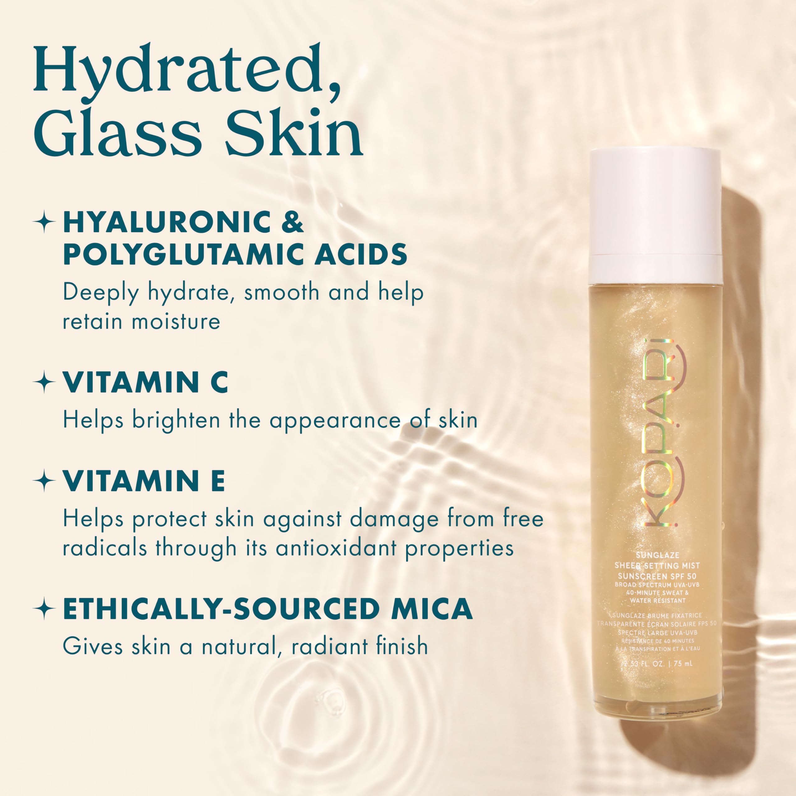 Kopari Sunglaze hyaluronic acid boost adds deep hydration and a dewy glow.