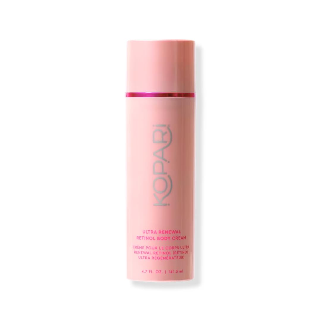 Kopari Ultra Renewal Retinol Body Cream jar close-up showing silky texture for hydration.
