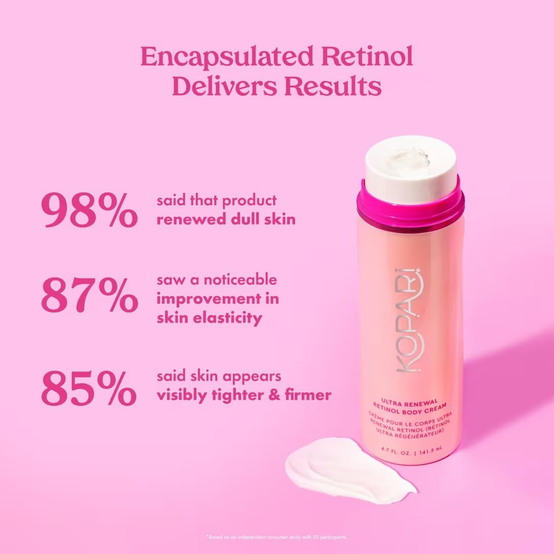 Kopari Ultra Renewal Retinol Body Cream texture swirl indicating a silky, hydrating formula.