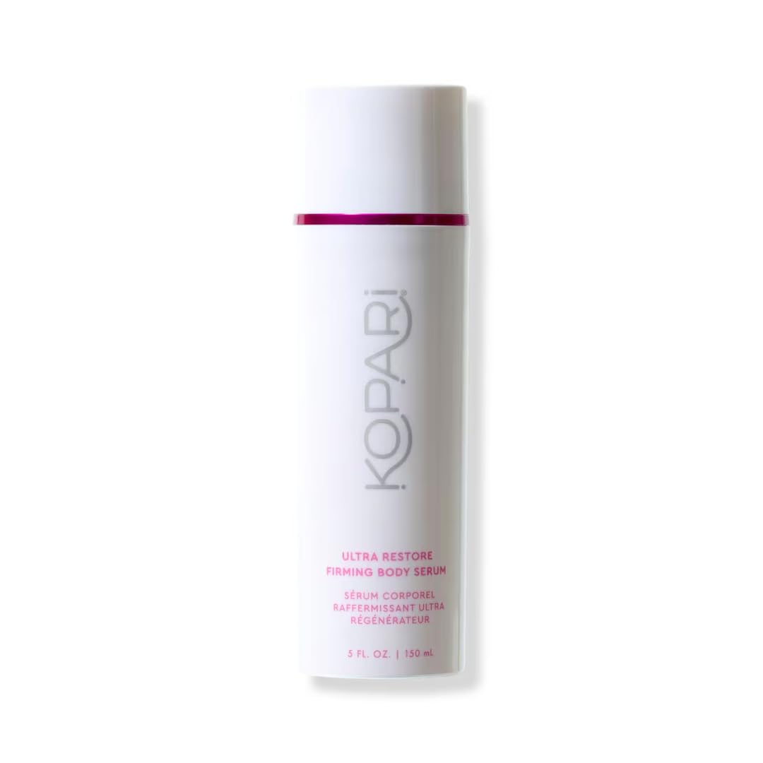 Kopari Ultra Restore Firming Serum bottle highlights premium packaging and deep hydration.