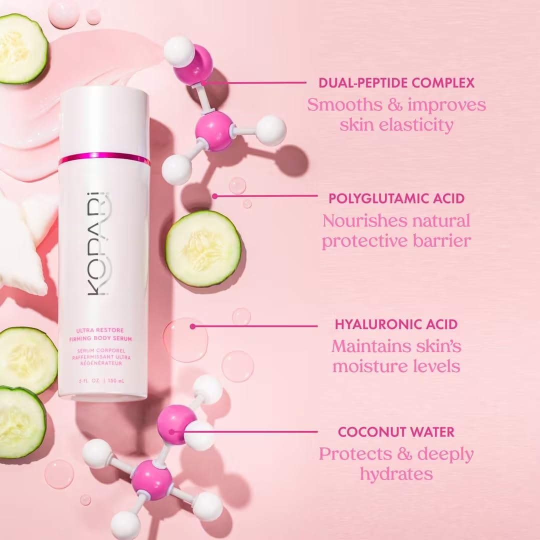 Kopari Ultra Restore Serum dispense close-up shows quick-absorbing, lightweight texture.
