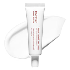 Kopher Curepair Mela Cream tube close-up showing soothing formula for sensitive skin.