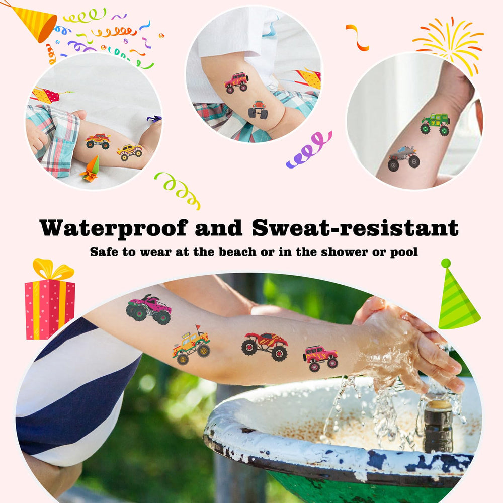 Kopokita Monster Truck Tattoo pattern 06 withstands swimming without flaking.