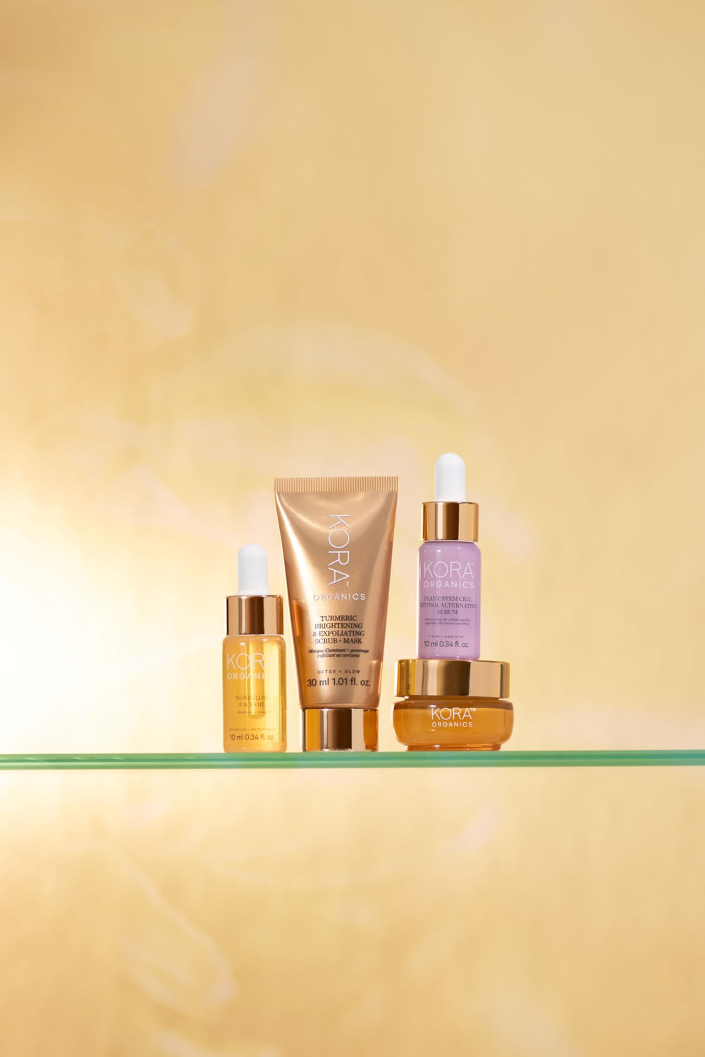Glow-ready skin impression after using KORA Organics turmeric mask.