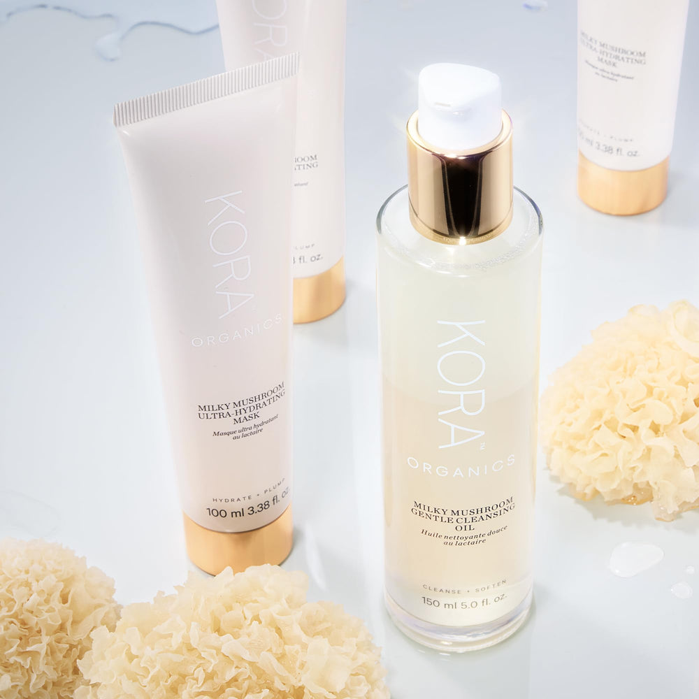 KORA Organics Milky Mushroom Mask aloe leaf soothing moisture.