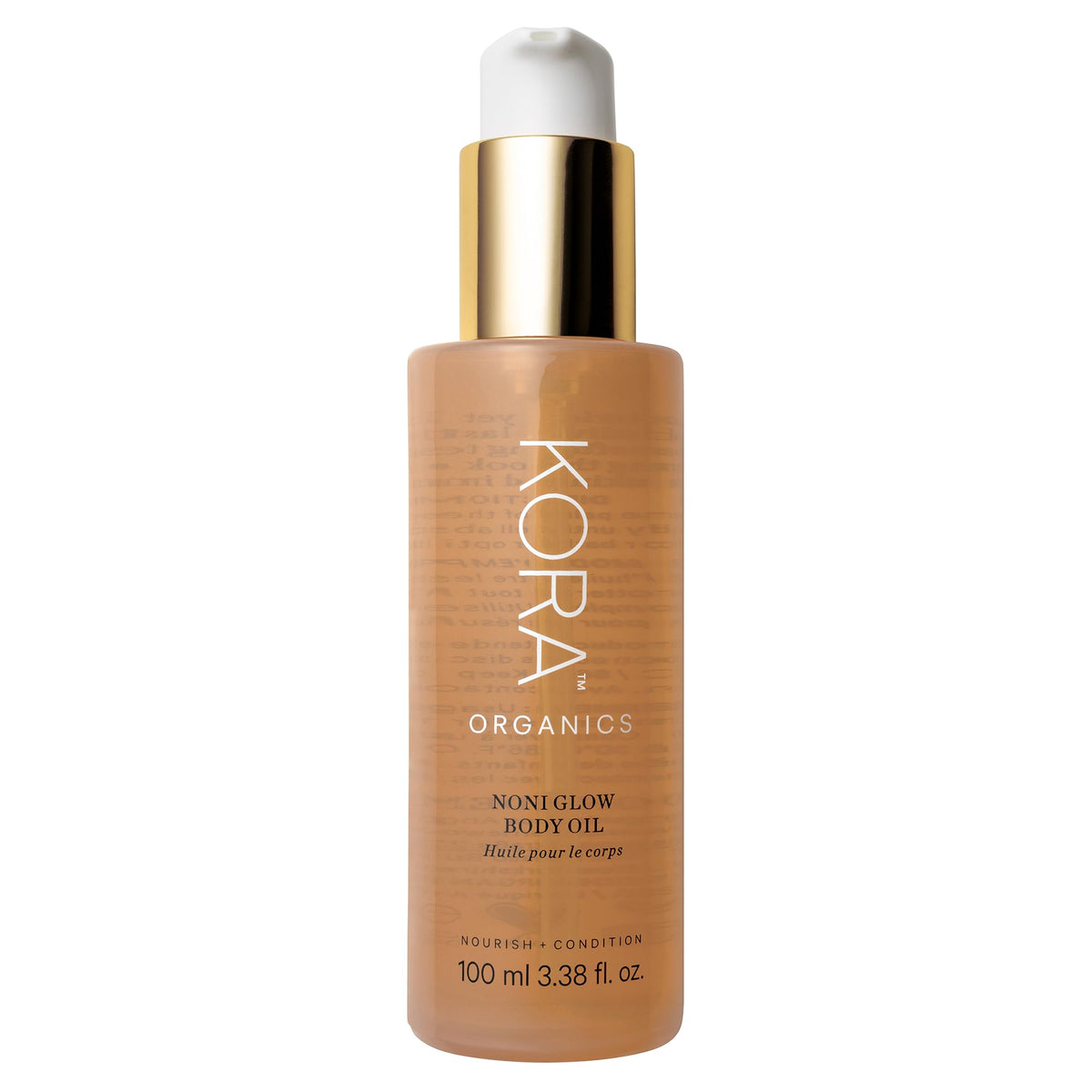 KORA Organics Noni Glow Body Oil bottle for deeply hydrated, radiant skin.