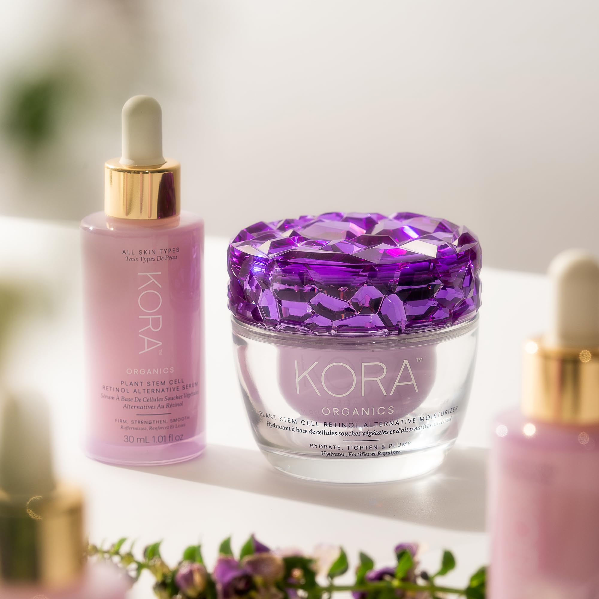 Layering KORA Organics Plant Stem Cell Retinol Alternative Moisturizer under makeup for a smooth base.