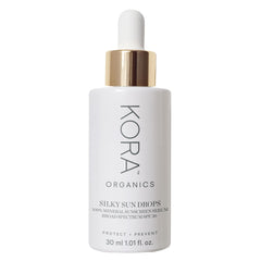 KORA Organics Silky Sun Drops bottle showing reef-safe SPF 30 protection for daily wear