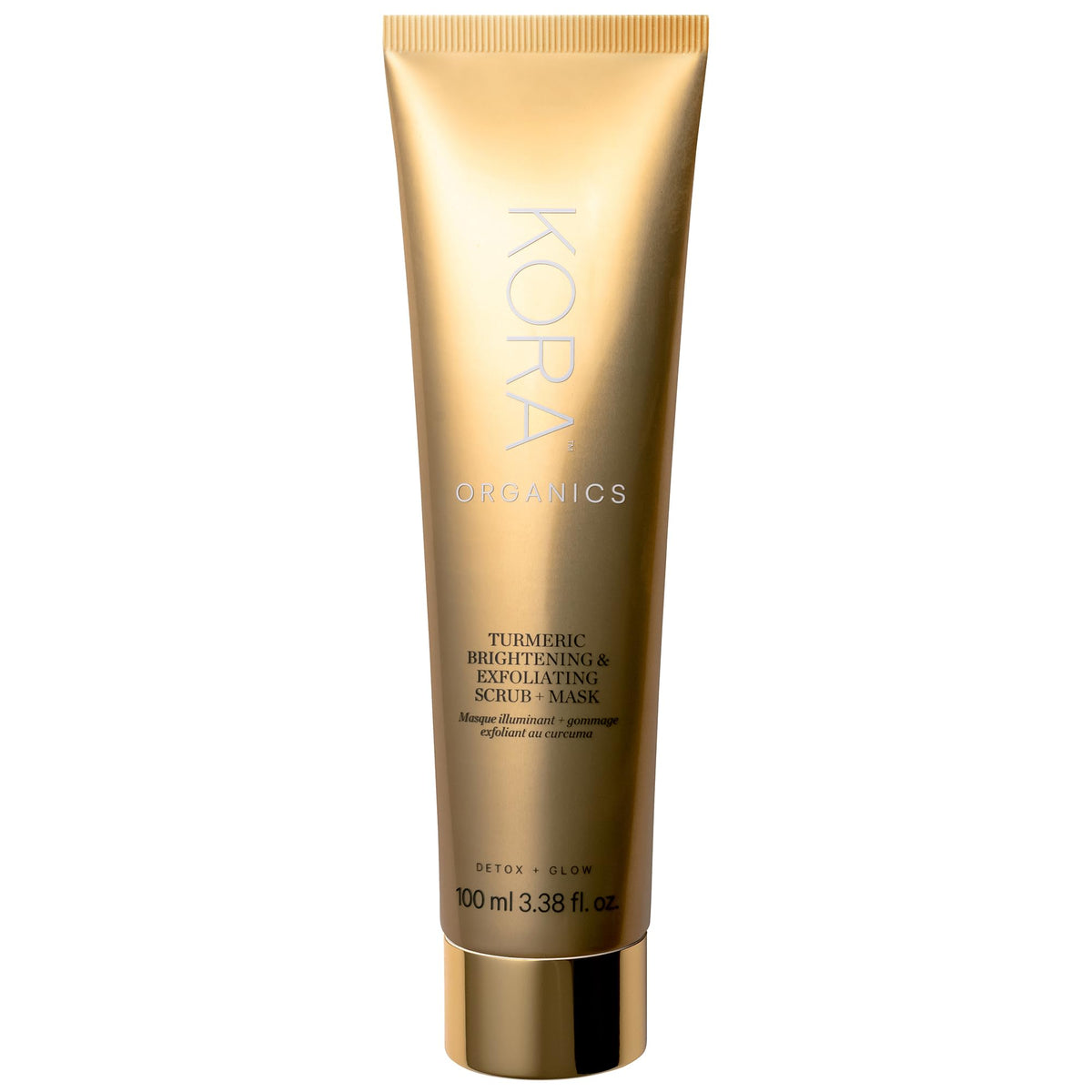 KORA Organics Turmeric Brightening and Exfoliating Mask pack shot shows radiant skin potential