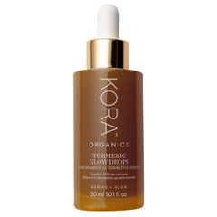 KORA Organics Turmeric Glow Drops bottle shown for daily radiance.