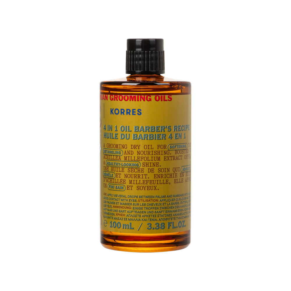 KORRES Athenian Grooming 4-in-1 oil bottle pour for quick hair and beard application