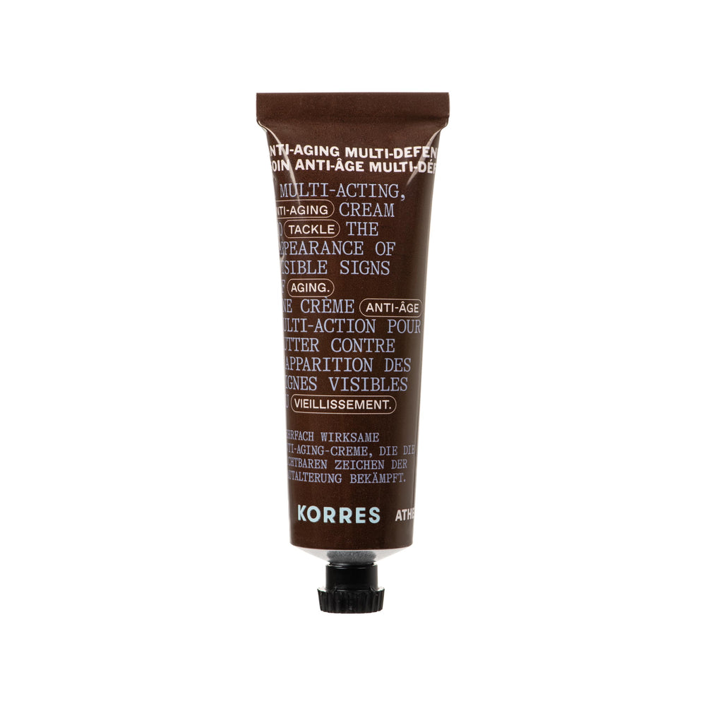 KORRES Athenian Grooming anti-ageing cream bottle pump for face and eyes, quick absorption.