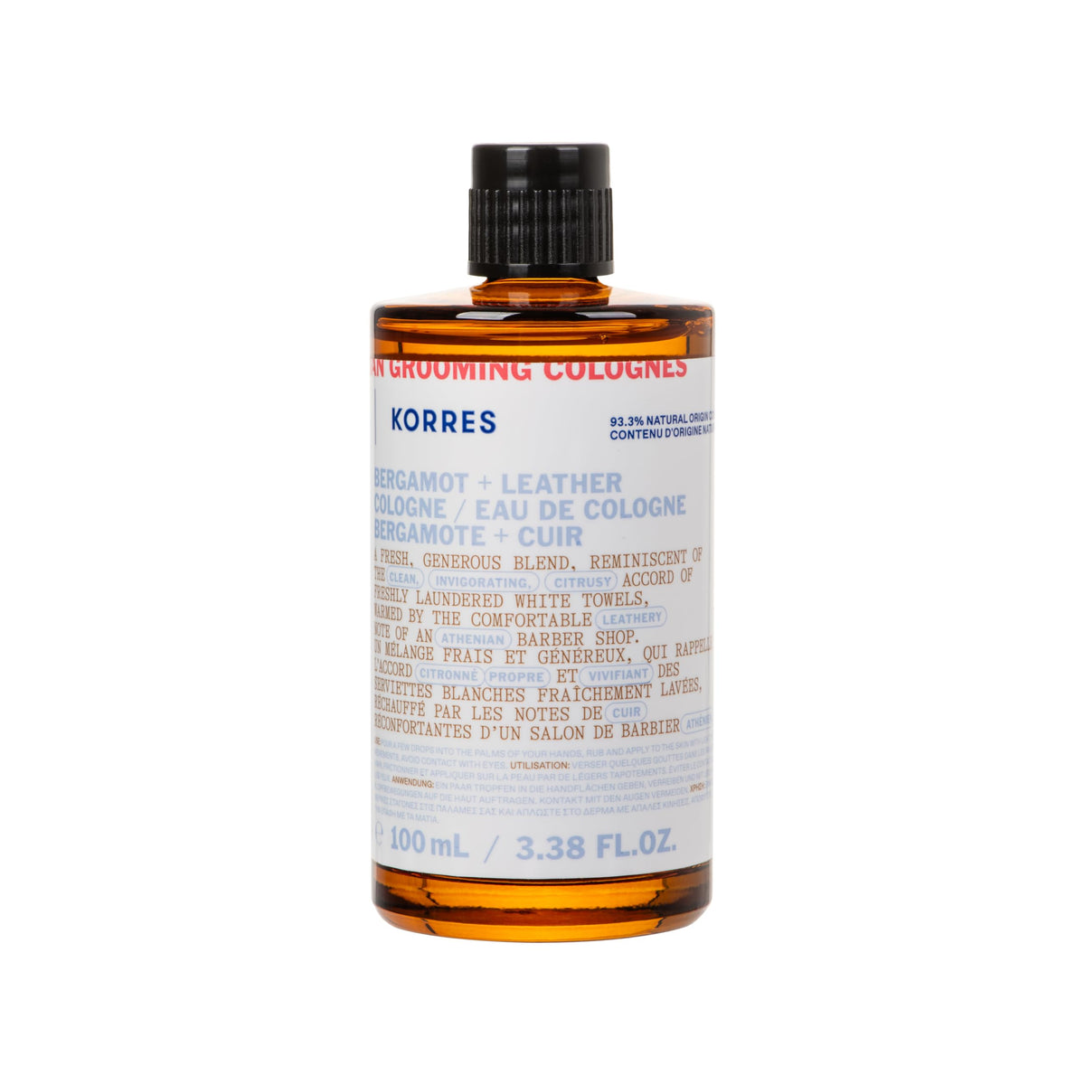 KORRES Bergamot & Leather bottle shows fresh sophistication for daily wear.