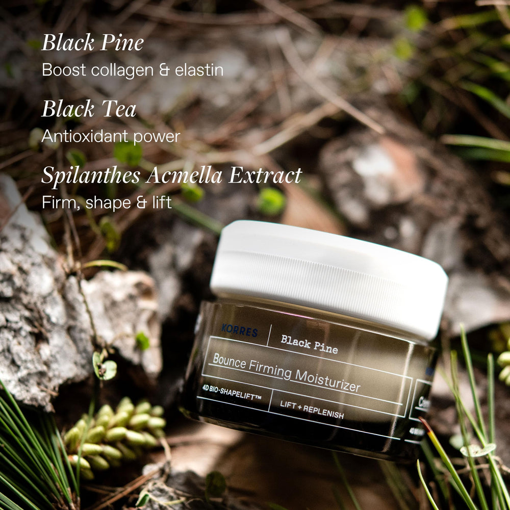 Texture detail of KORRES Black Pine Bounce for quick absorption.