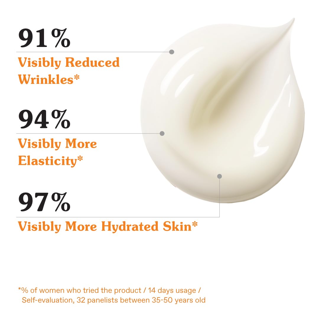 KORRES Black Pine Primus Day Cream wrinkle action close-up showing smoother look.
