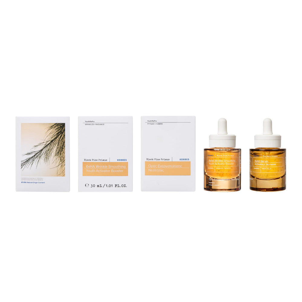 KORRES 30ml compact bottle emphasizes travel-friendly packaging.
