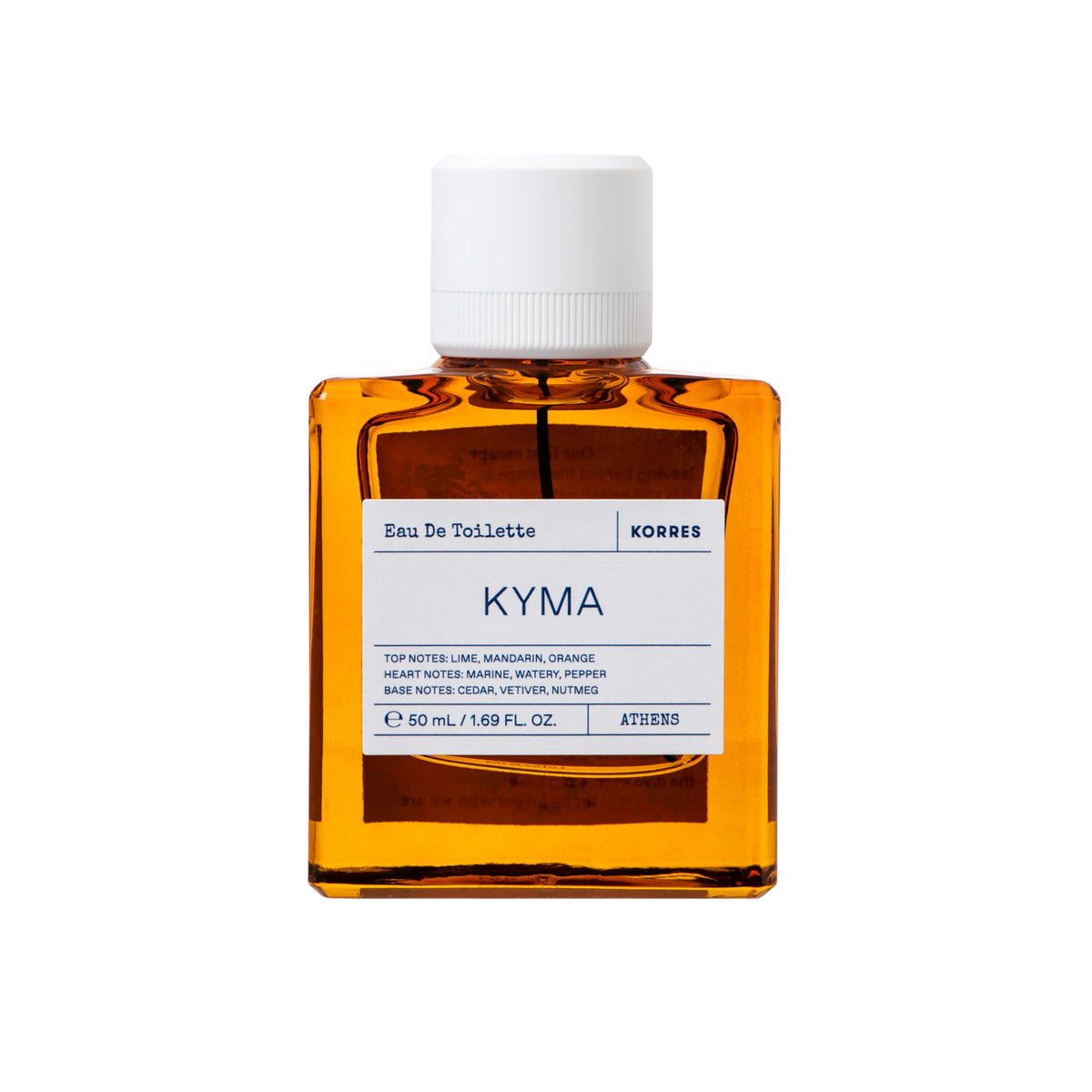 Korres Kyma bottle front view, offering a fresh unisex scent ideal for daily wear.
