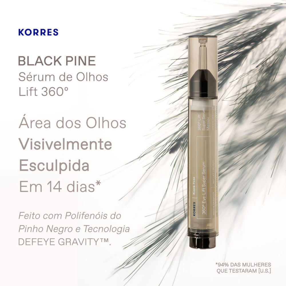 Confort du regard après application du sérum Korres Pin Noir 3D Lift.