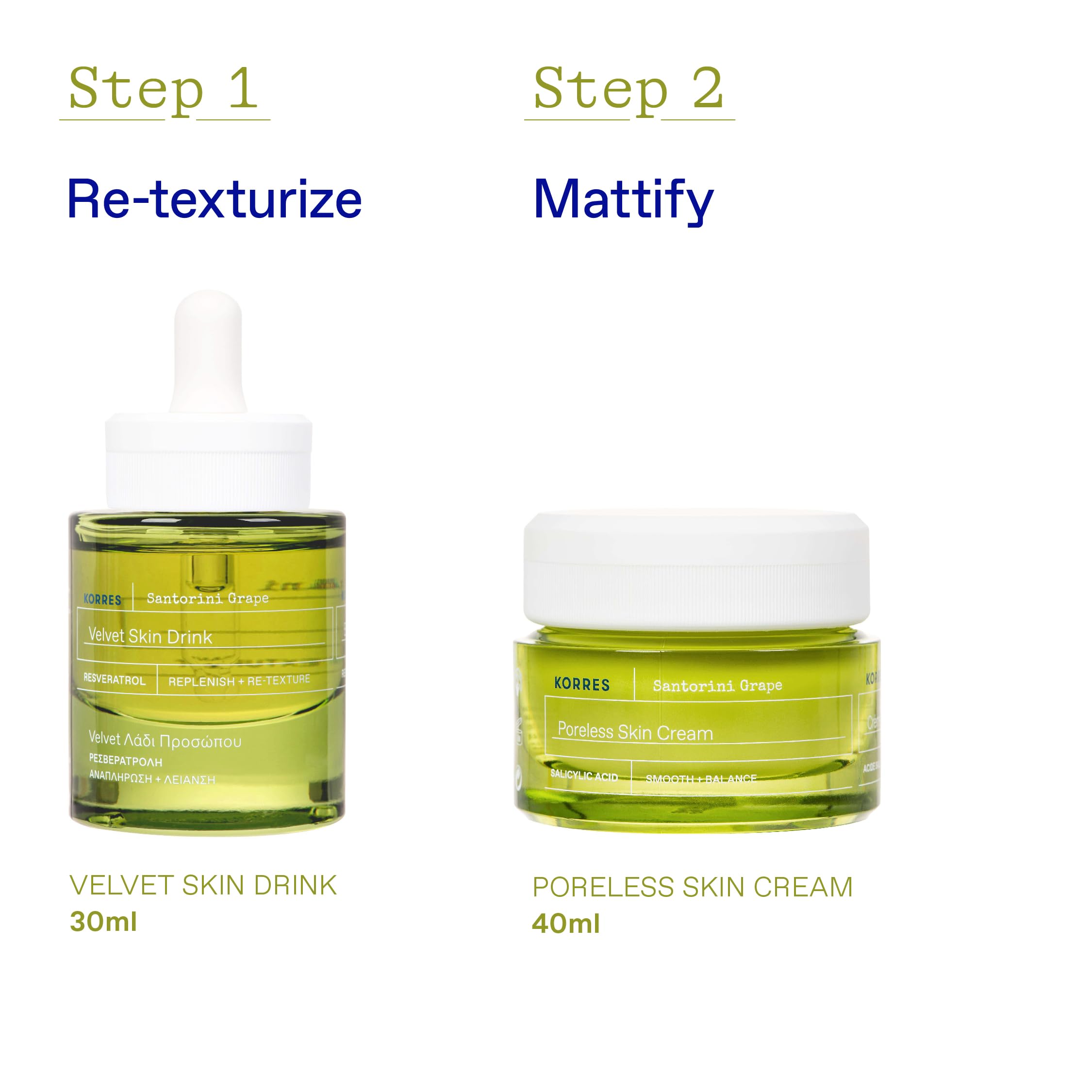 KORRES Velvet Skin Drink application glide highlighting lightweight hydration