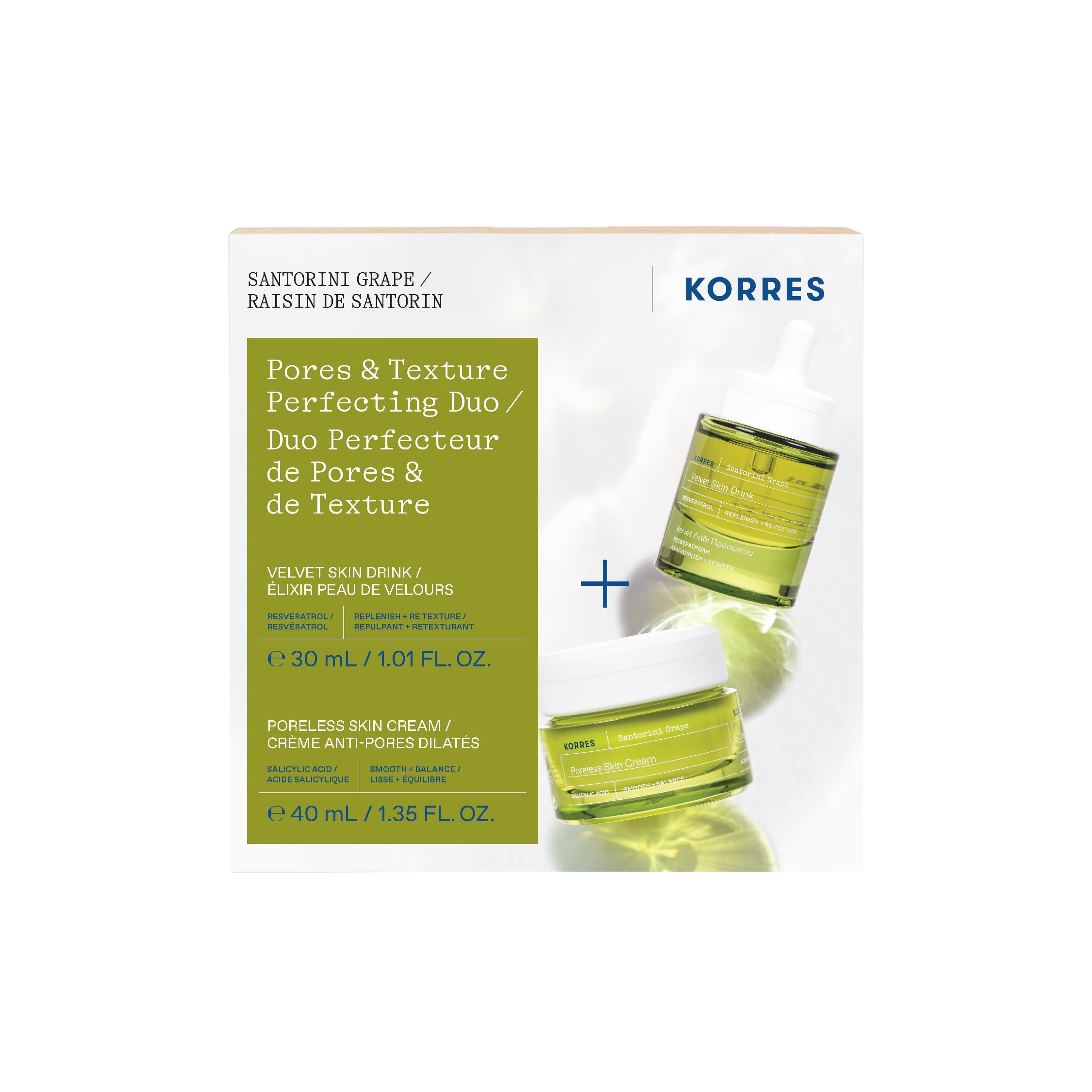 KORRES Santorini Grape Velvet Skin Drink bottle pour for refreshing hydration