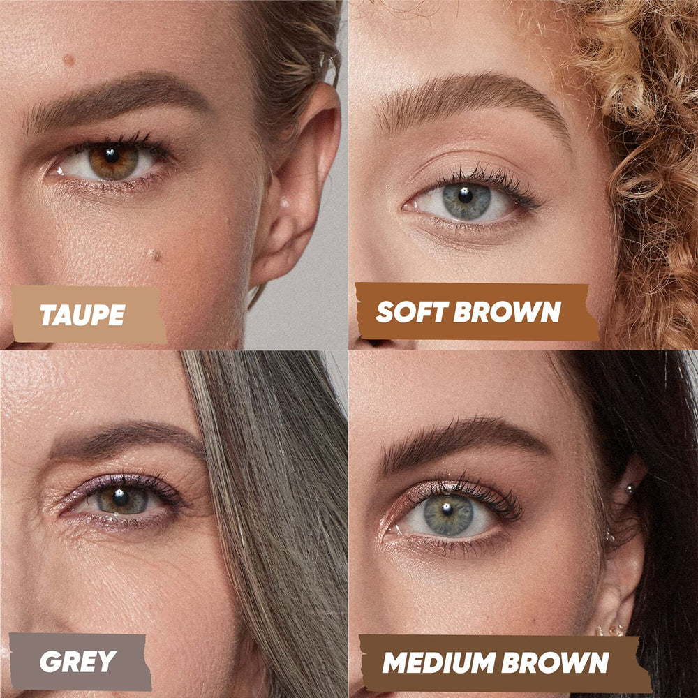 Kosas Air Brow vegan cruelty-free label communicates ethical formulation.