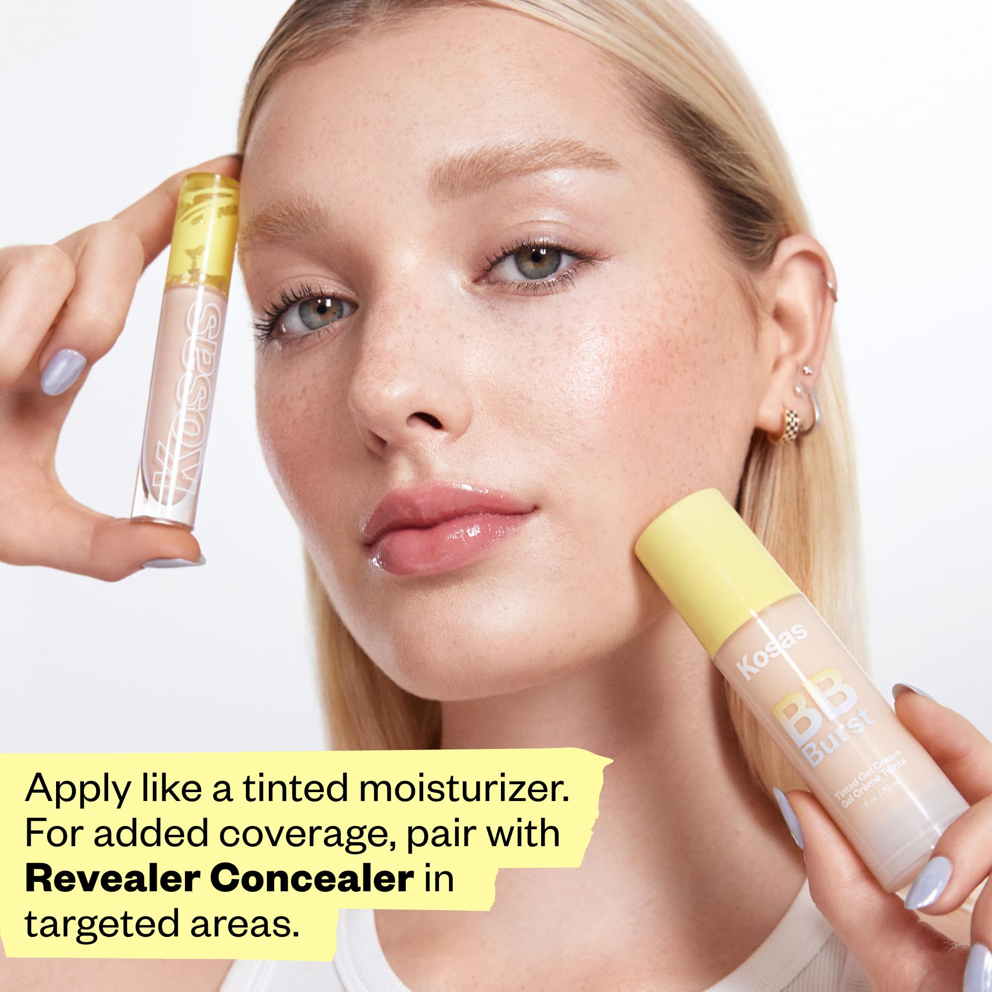 Kosas BB Burst with concealer offers seamless blend and targeted coverage.