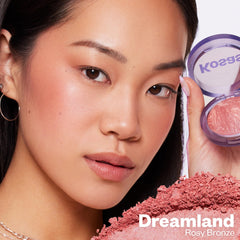 Kosas Blush is Life hyaluronic acid and squalane-infused compact close-up highlighting hydrating glow.
